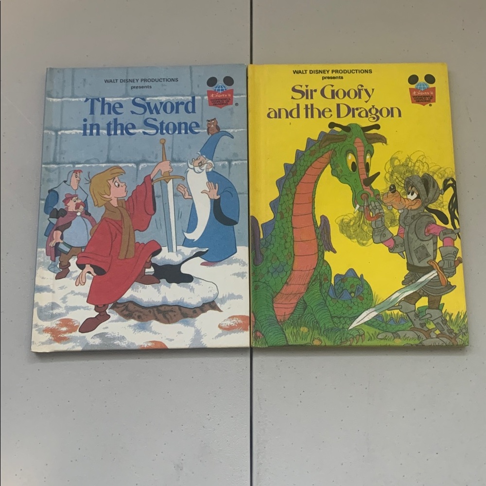 Vintage Disney books ‘The Sword In The Stone’ And ‘Sir Goofy And The Dragon’
